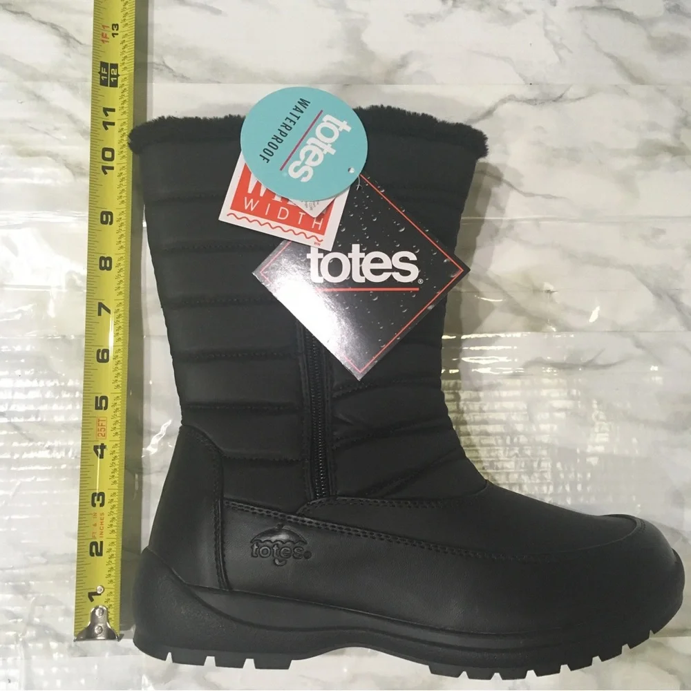 totes Women's Black Winter & Rain Tall Insulated Boots